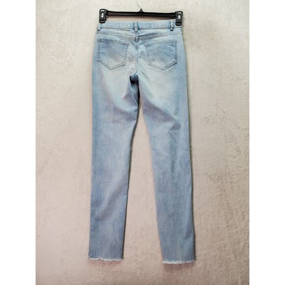 SO Jeans Girls Size 14 Light Blue‎ Denim Cotton Skinny Lace Trim Snap Button Fly - Picture 2 of 11